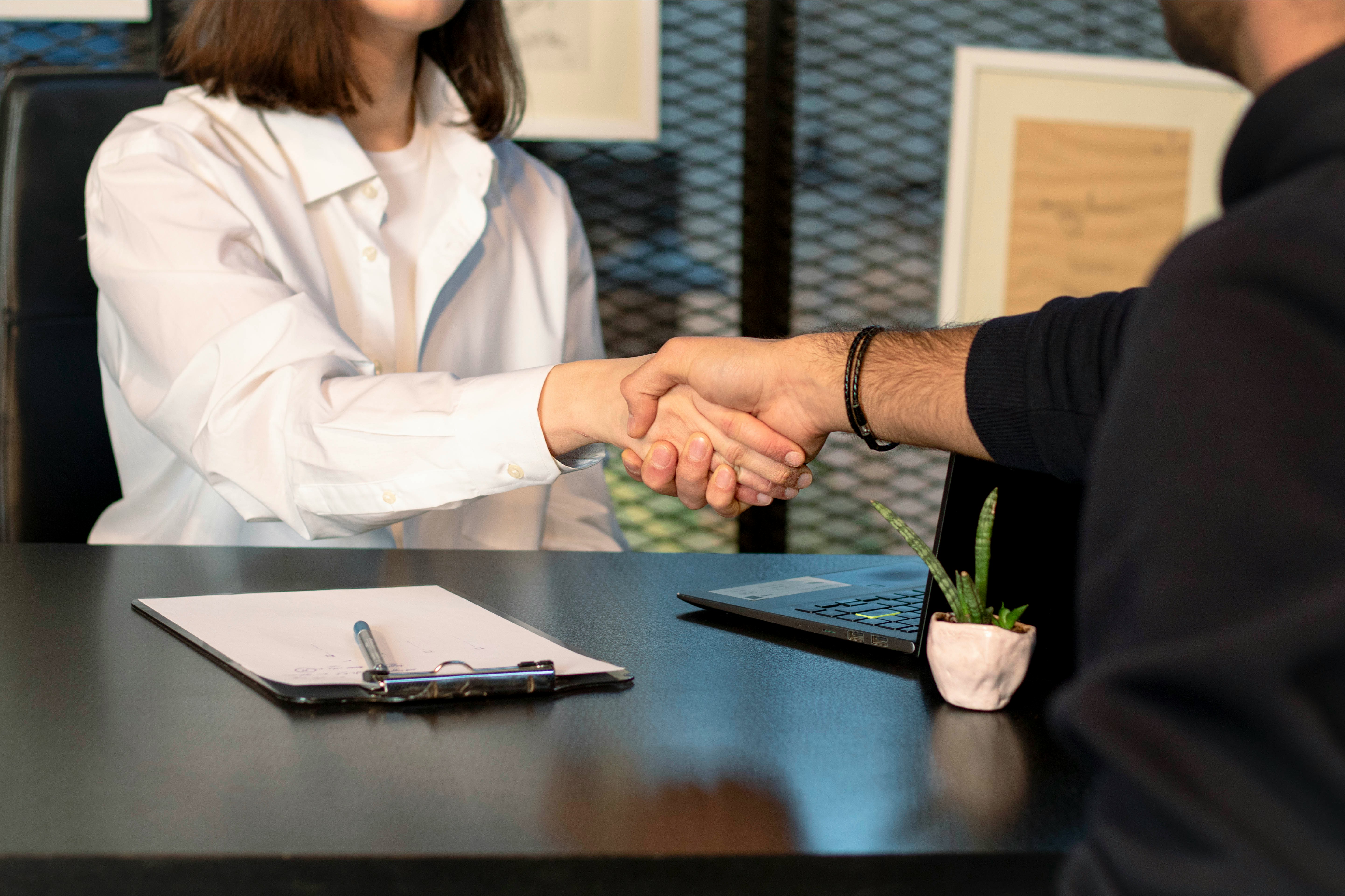 Successful talent placement and handshake